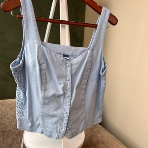 Old Navy Linen Light Blue Button-Front Vest - NWOT